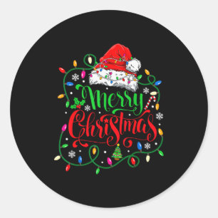 Pegatina Redonda Feliz Navidad Familia Divertida Navidad Mujeres Ho