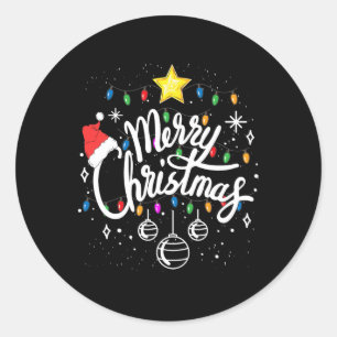 Pegatina Redonda Feliz Navidad Familia Navidades divertidos Hombres