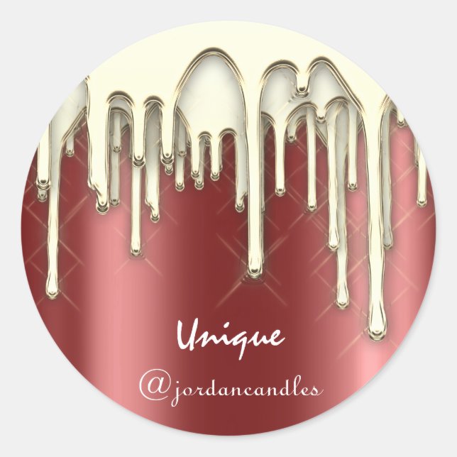 Pegatina Redonda Feliz Navidad Felices Fiestas de Borgoña Dorada (Anverso)