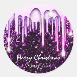 Pegatina Redonda Feliz Navidad Felices Fiestas De Driples Purple