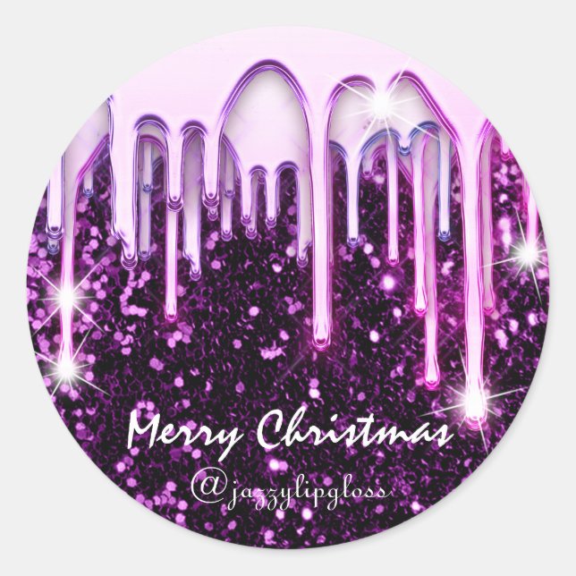 Pegatina Redonda Feliz Navidad Felices Fiestas De Driples Purple (Anverso)