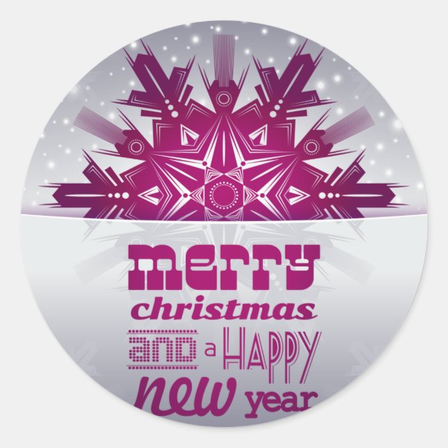 Pegatina Redonda Feliz Navidad Feliz Año Nuevo (Anverso)