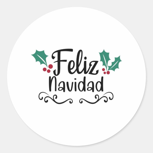 Pegatina Redonda Feliz Navidad Feliz Navidad (Anverso)