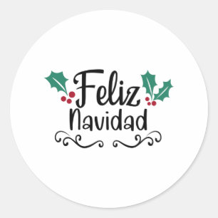 Pegatina Redonda Feliz Navidad Feliz Navidad