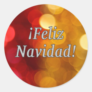 Pegatina Redonda ¡Feliz Navidad! Feliz Navidad en español