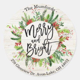 Pegatina Redonda Feliz Navidad Feliz Navidad Feliz Navidad Holly Wr