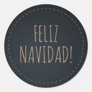 Pegatina Redonda Feliz Navidad Fleece Navidad... Azul Oscuro Person