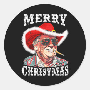 Pegatina Redonda Feliz Navidad Funny Trump
