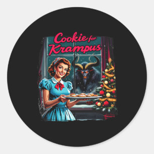 Pegatina Redonda Feliz Navidad Galletas De Navidad Para Krampus Gra