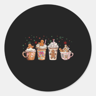 Pegatina Redonda Feliz Navidad Gingerbread Cookie Café Cups Lat