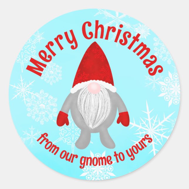 Pegatina Redonda Feliz Navidad Gnome (Anverso)