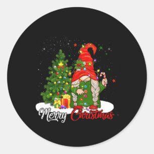 Pegatina Redonda Feliz Navidad Gnome Familia Navidades Para Mujeres