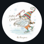 Pegatina Redonda Feliz Navidad Gnome nórdico<br><div class="desc">La colección Merry Christmas Nordic Gnome aporta el encanto del folclore escandinavo a sus vacaciones. Con unos gnomos adorables en ambientes festivos,  esta colección capta la calidez y la magia de los Navidades. Ideal para añadir un toque acogedor y caprichoso a su decoración y celebraciones de vacaciones.</div>
