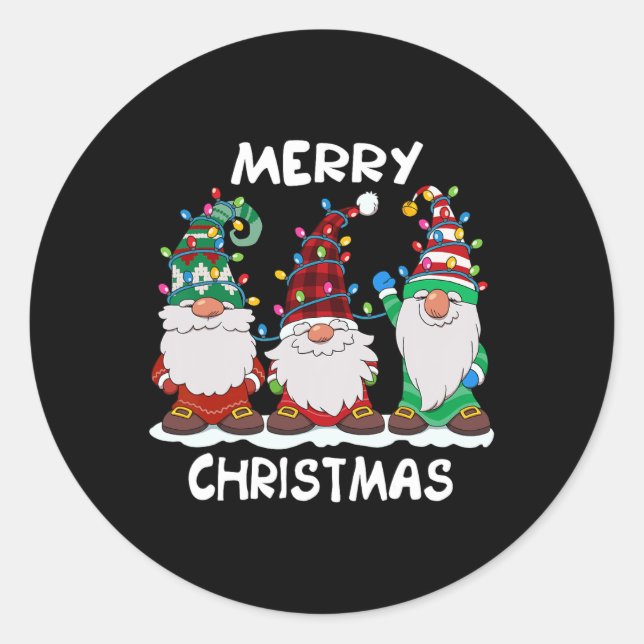 Pegatina Redonda Feliz Navidad Gnomes Navidad Familiares Hombres Mu (Anverso)