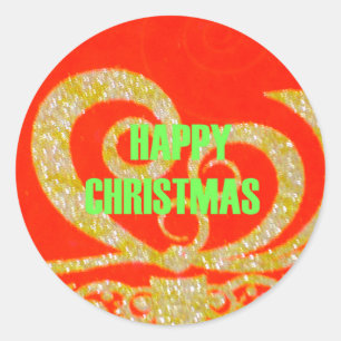 Pegatina Redonda Feliz Navidad Golden Red Snowflex.jpg