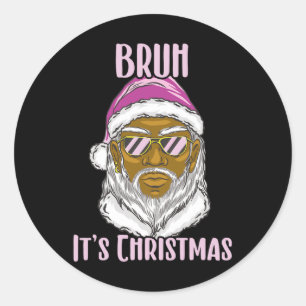 Pegatina Redonda Feliz Navidad Gracioso Santa Meme Para Hermanos