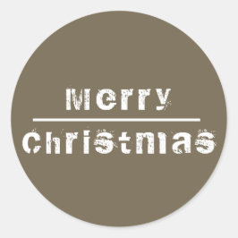 Pegatina Redonda Feliz Navidad gris y blanco
