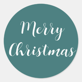 Pegatina Redonda Feliz Navidad Guión blanco Verde azulado Verde Sim