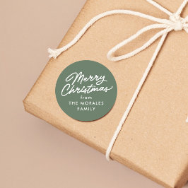 Pegatina Redonda Feliz Navidad guión casual regalo de vacaciones ve