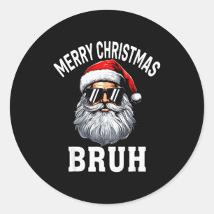 Pegatina Redonda Feliz Navidad Hermano Meme Dicho Divertido Para He
