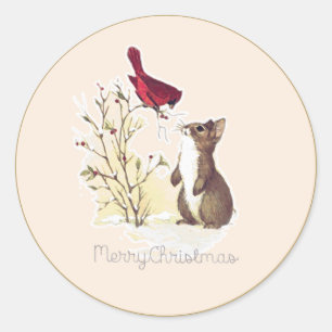Pegatina Redonda Feliz Navidad Hola Bunny