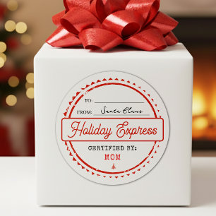 Pegatina Redonda Feliz Navidad Holiday Express Correo De A