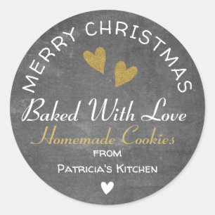 Pegatina Redonda Feliz Navidad Horneada Con Amo Cookies Chalkboard