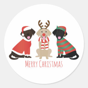 Pegatina Redonda Feliz Navidad Labrador Recuperar Perros