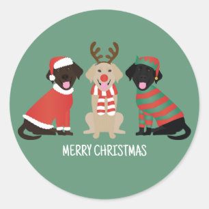 Pegatina Redonda Feliz Navidad Labrador Recuperar Perros