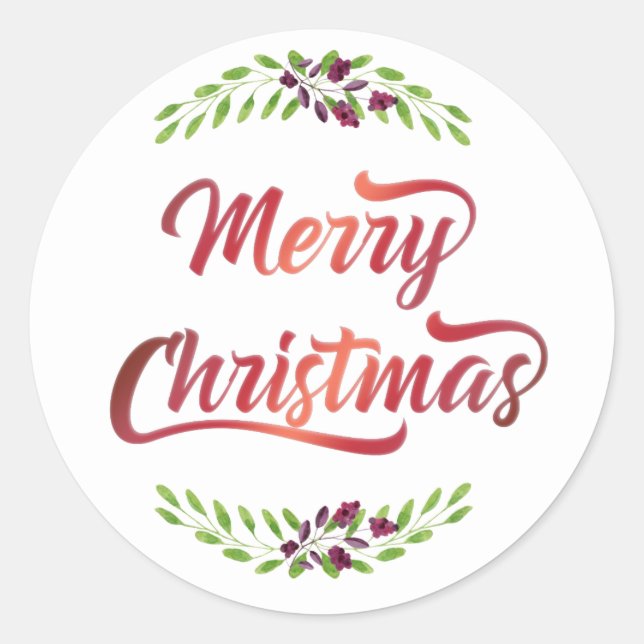 Pegatina Redonda Feliz Navidad Laureados Red ID293 (Anverso)