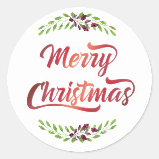 Pegatina Redonda Feliz Navidad Laureados Red ID293