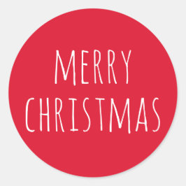 Pegatina Redonda Feliz Navidad | Lindo Festivo Rojo Fiesta de Invie