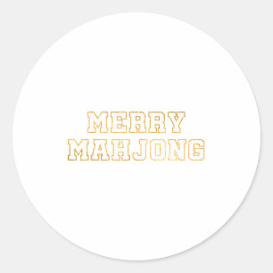 Pegatina Redonda Feliz Navidad Mahjong Mahj Fiesta Navideña Mujeres