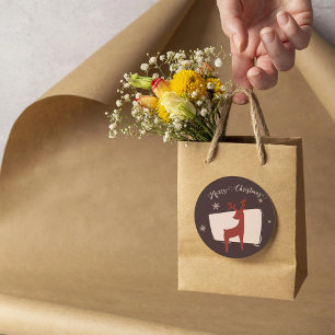 Pegatina Redonda Feliz Navidad, mi pequeño ciervo