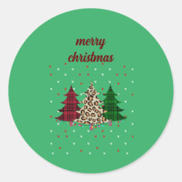 Pegatina Redonda Feliz Navidad Moderna y Elegante