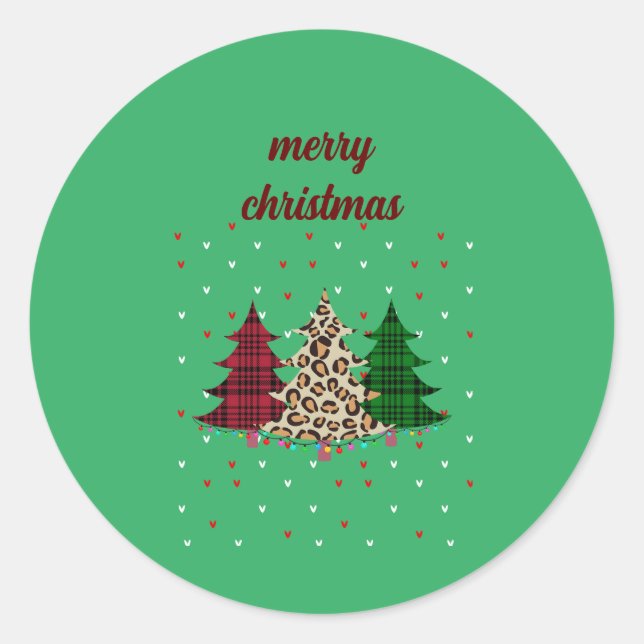 Pegatina Redonda Feliz Navidad Moderna y Elegante (Anverso)