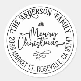 Pegatina Redonda Feliz Navidad Moderno Personalizable de escritura 