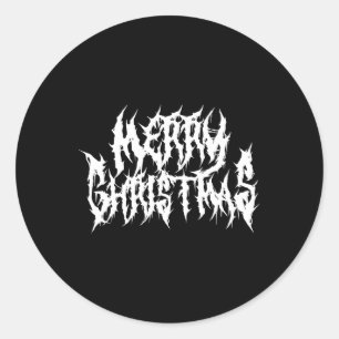Pegatina Redonda Feliz Navidad. Muerte Metalizado