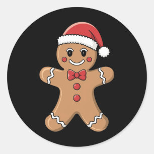 Pegatina Redonda Feliz Navidad Mujeres Gingerbread Santa Pajamas G