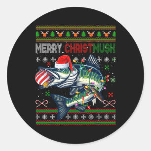 Pegatina Redonda Feliz Navidad Musky Santa Musky Disfraz de Navidad