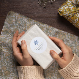 Pegatina Redonda Feliz Navidad Naval Blanca Gray RSVP Snowflakes