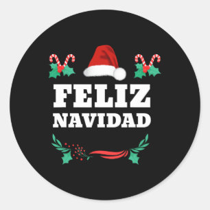 Pegatina Redonda Feliz Navidad Navidad Mexicana Española Navidad
