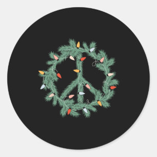 Pegatina Redonda Feliz Navidad Navidad Navidad Firma de paz ilumina