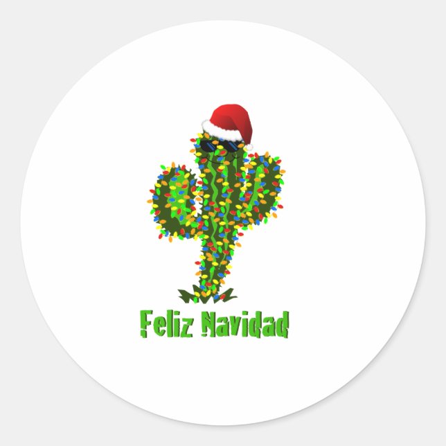 Pegatina Redonda Feliz Navidad - Navidades de Arizona iluminan Sagu (Anverso)