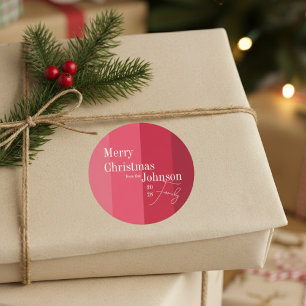 Pegatina Redonda Feliz Navidad Navidades de la familia Red Stripe