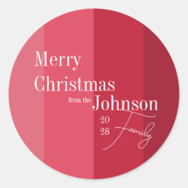 Pegatina Redonda Feliz Navidad Navidades de la familia Red Stripe