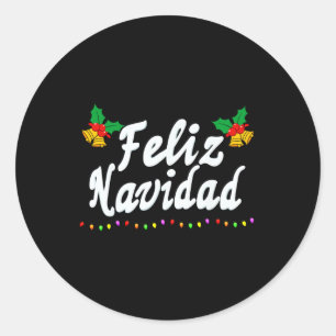 Pegatina Redonda Feliz Navidad Navidades Hombres Familia Mujeres Ni