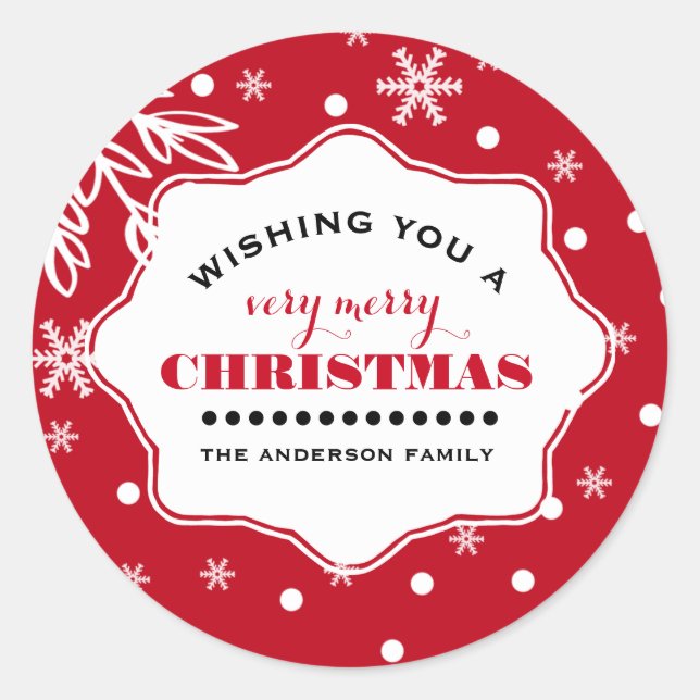 Pegatina Redonda Feliz Navidad. Navidades personalizados (Anverso)