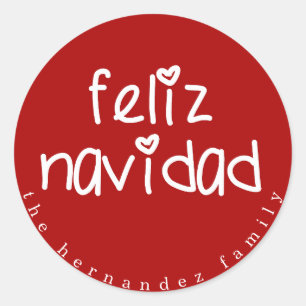 Pegatina Redonda Feliz Navidad - Navidades rojos personalizados