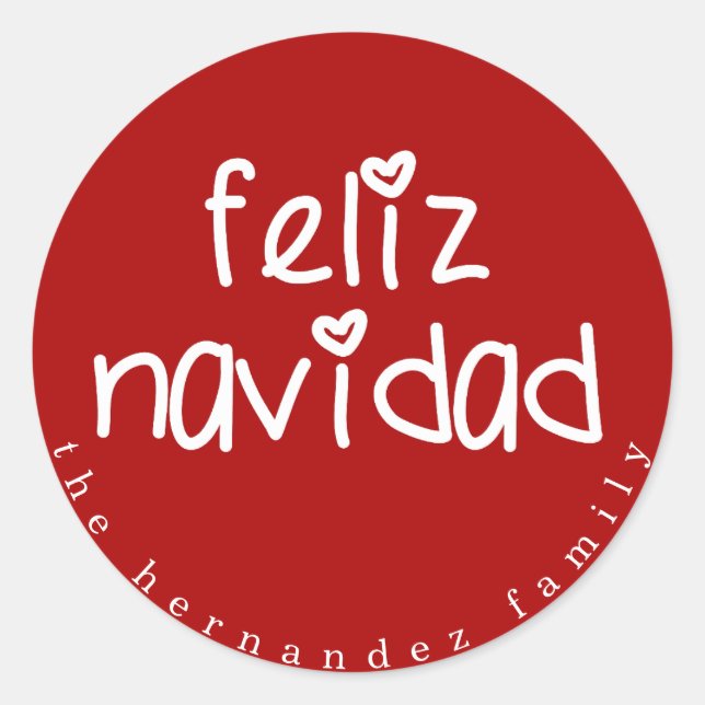 Pegatina Redonda Feliz Navidad - Navidades rojos personalizados (Anverso)